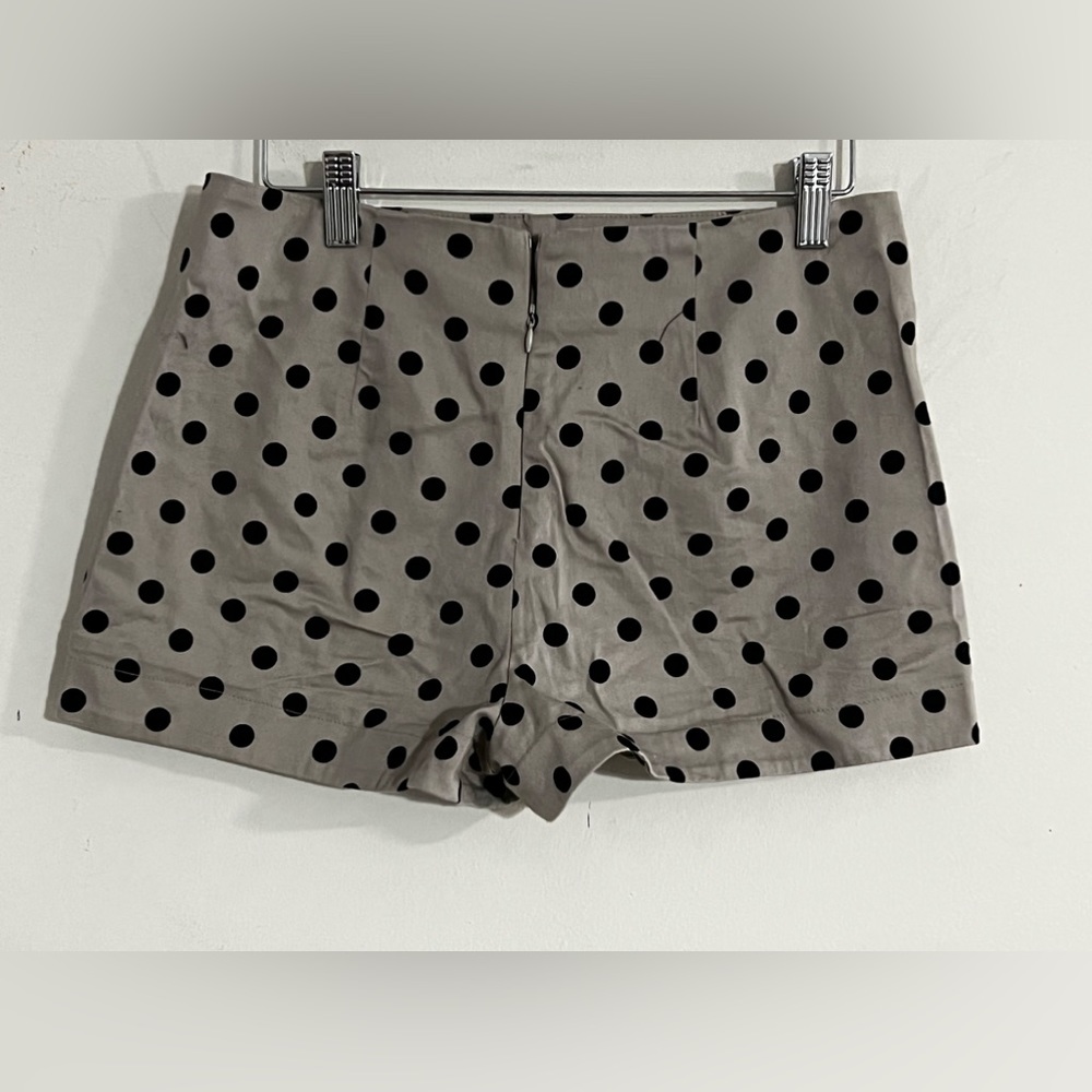 Forever 21 tan shorts with  Black polka dots and buttons Medium